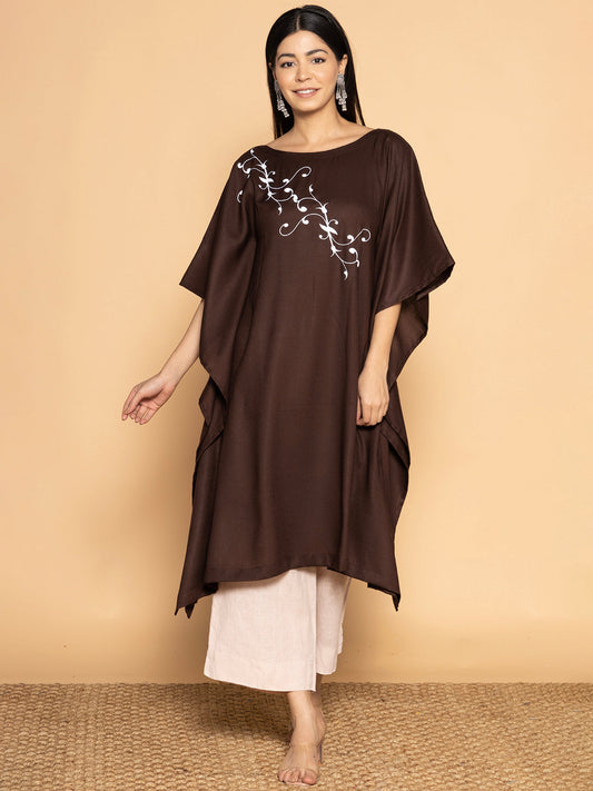 Coffee Rayon Long-Kaftan - Branch