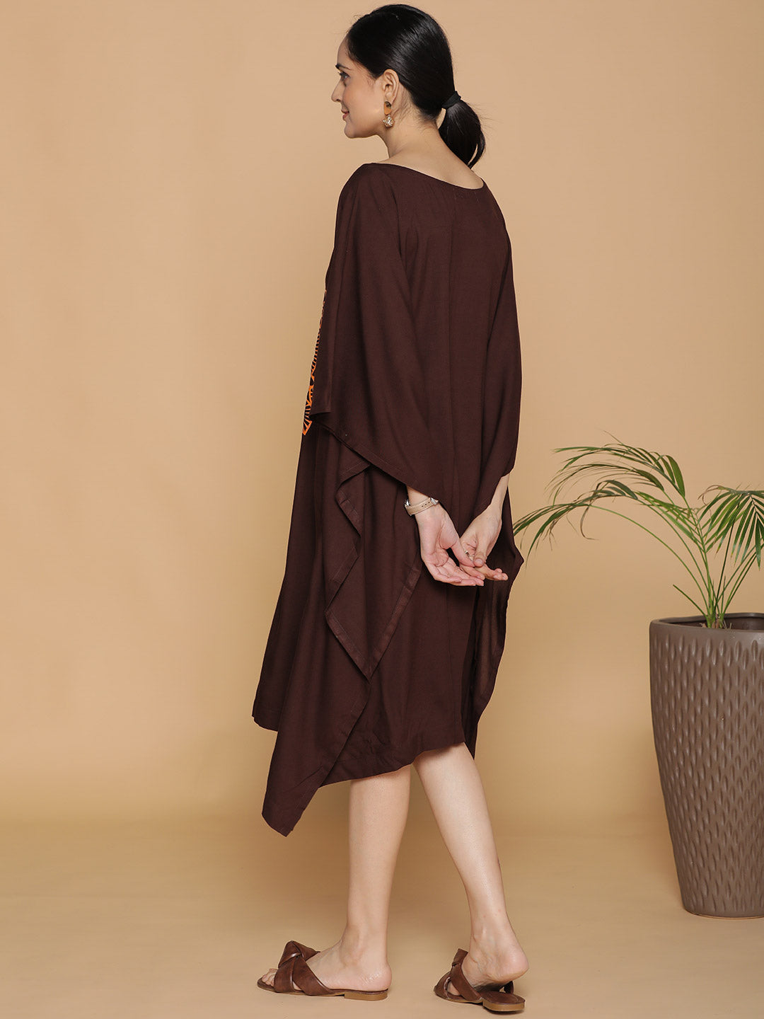 Coffee Rayon Long-Kaftan - Wheel