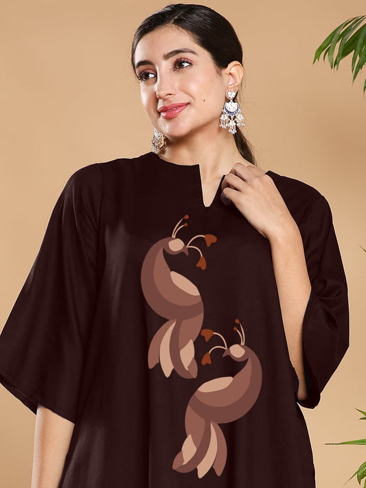 Coffee Rayon LongKurta - BrownSwan