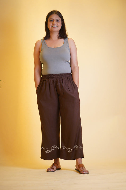 Coffee Rayon PrintedPalazzoPants - CoffeeSerenity