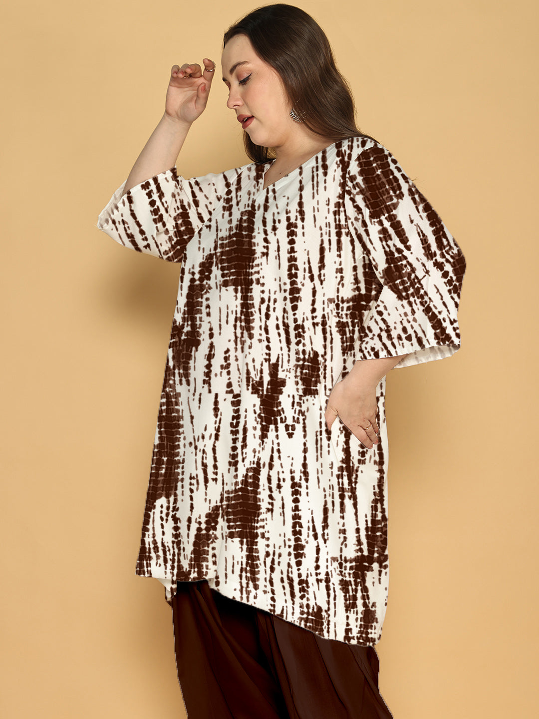 Coffee Rayon Shibori Kurti