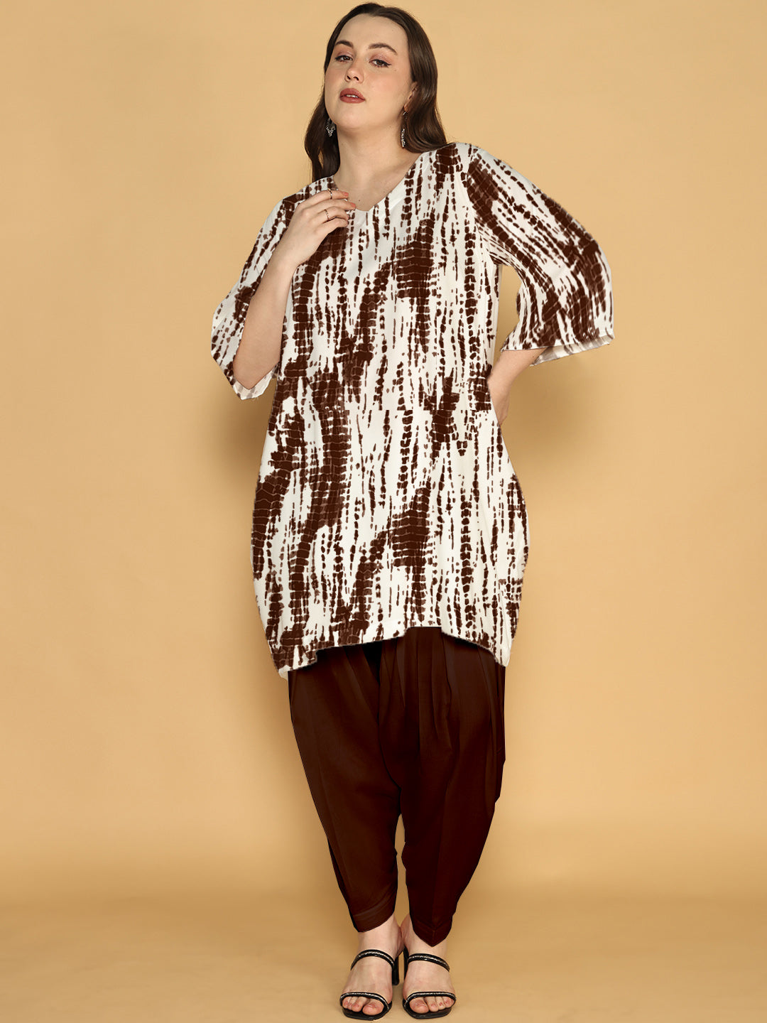 Coffee Rayon Shibori Kurti