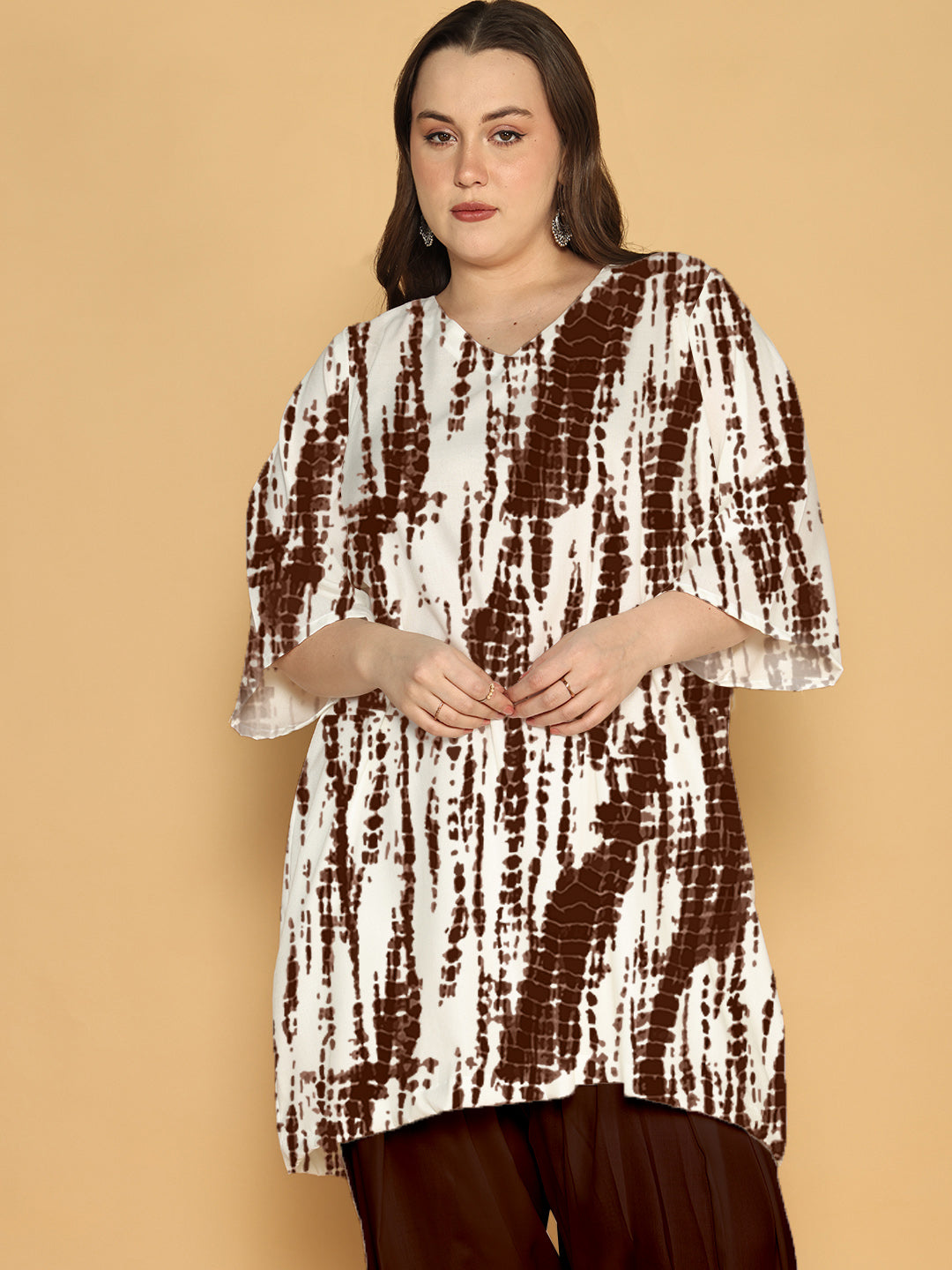 Coffee Rayon Shibori Kurti