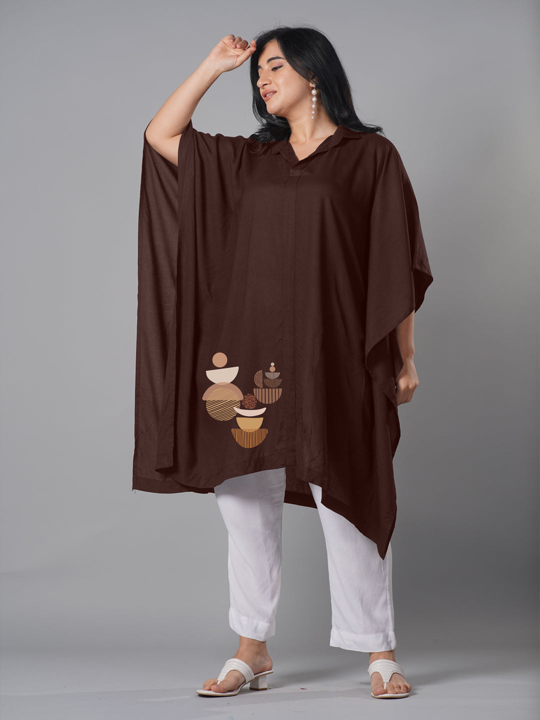 Coffee Rayon Shirt-Kaftan - Concept