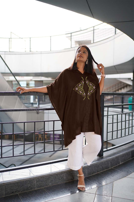 Coffee Rayon ShirtKurta - Cicada