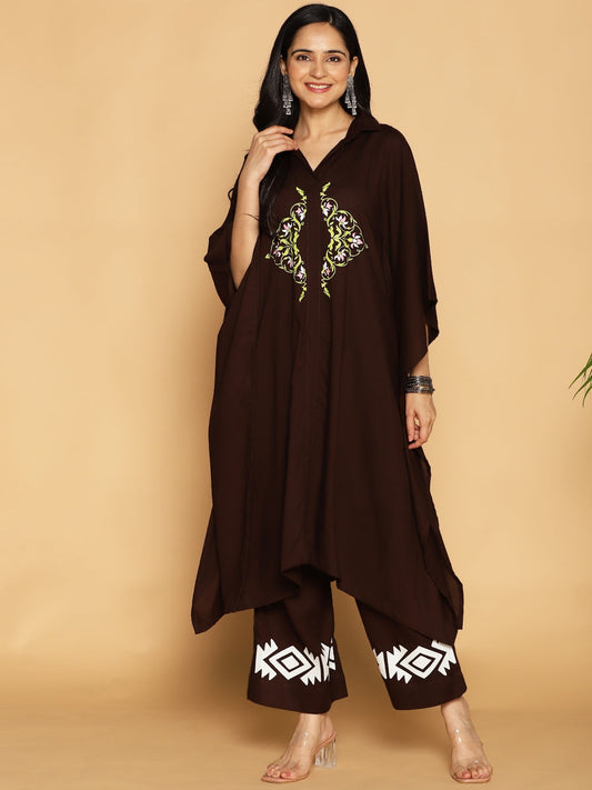 Coffee Rayon ShirtKurta - Cicada