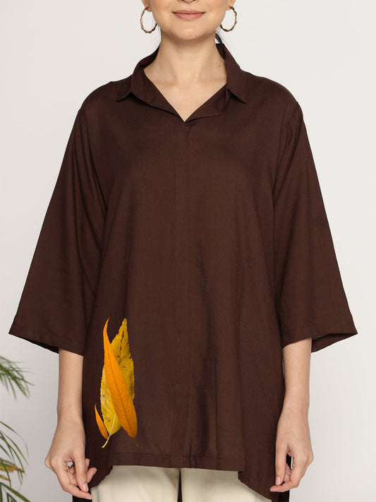 Coffee Rayon ShirtTop - Floraison