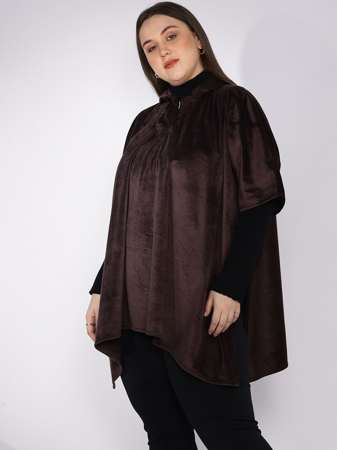 Coffee Suede Poncho