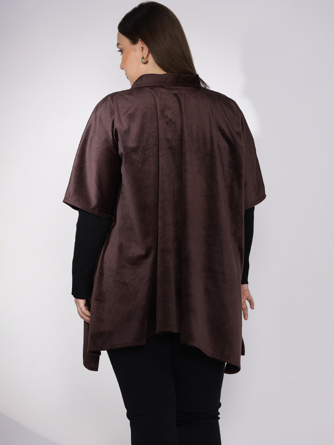 Coffee Suede Poncho