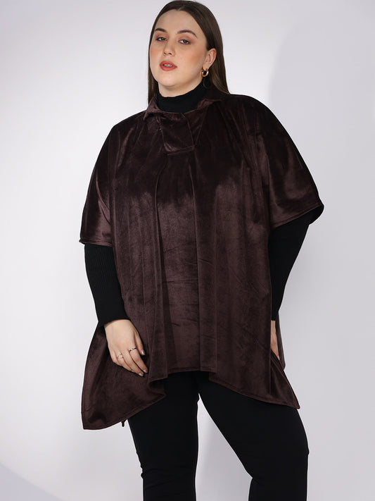 Coffee Suede Poncho