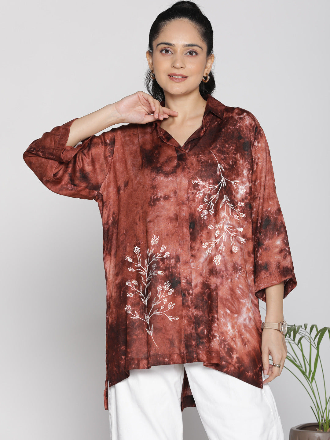 Coffee TieDye ShirtTop - IrisBeam