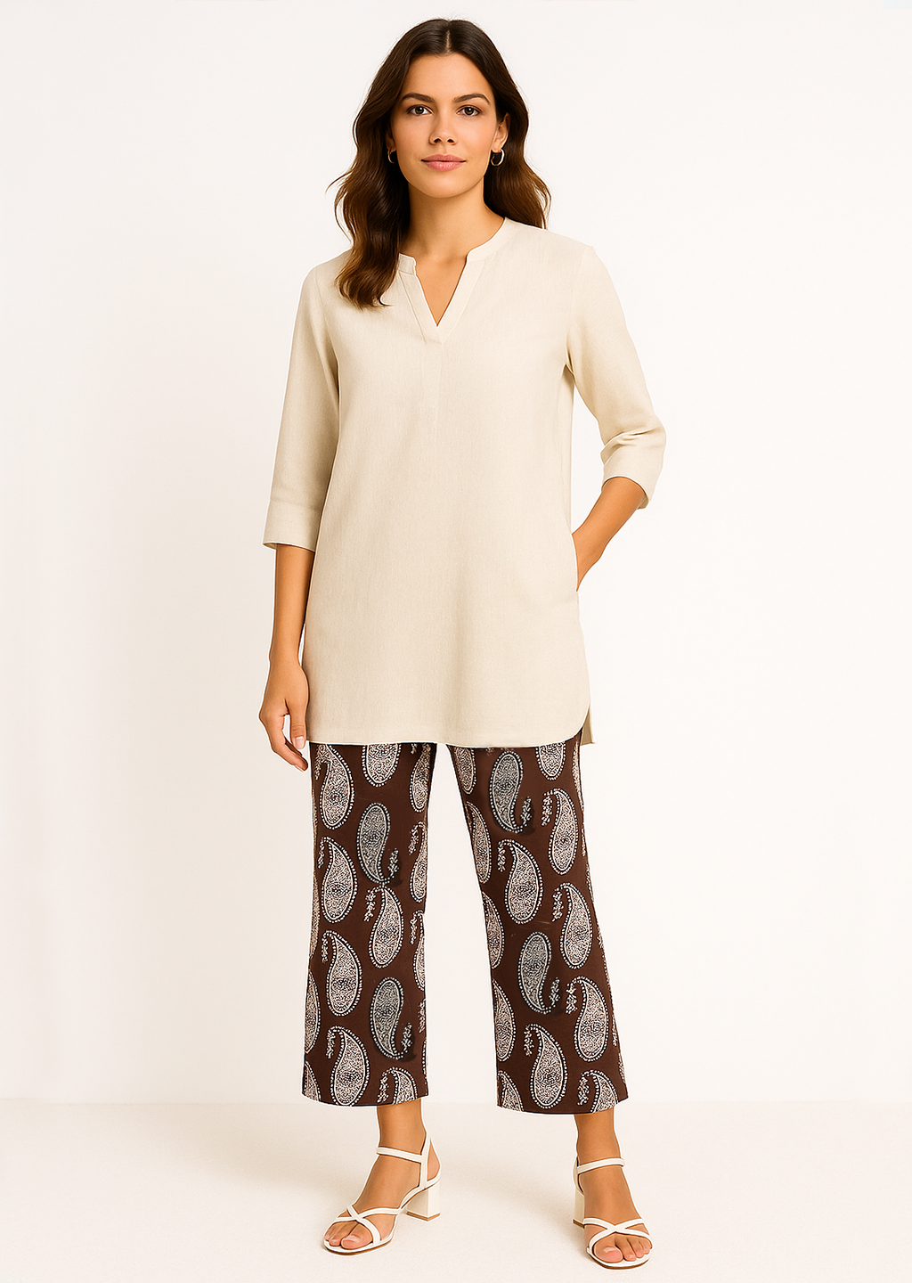Printed Cotton Palazzo Pants - BlueTeardrop