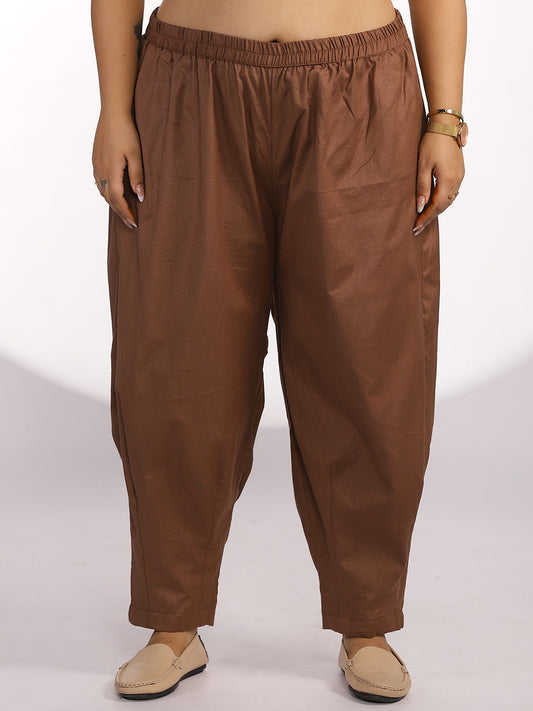 Coffee Cotton Mom-Fit Pants