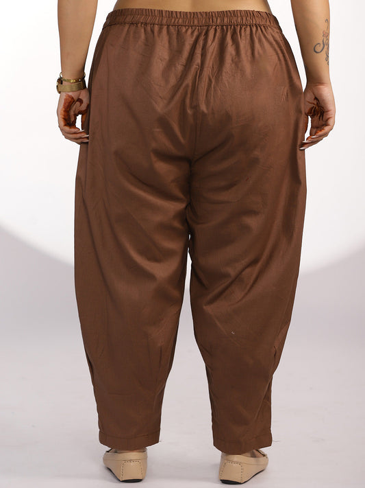 Coffee Cotton Mom-Fit Pants