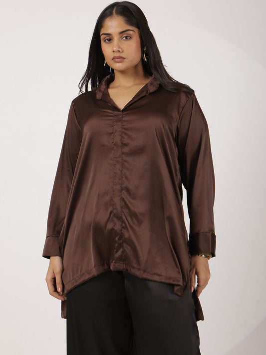 Coffee Satin Shirt