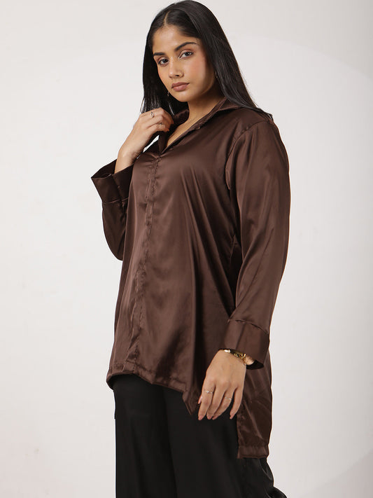 Coffee Satin Shirt