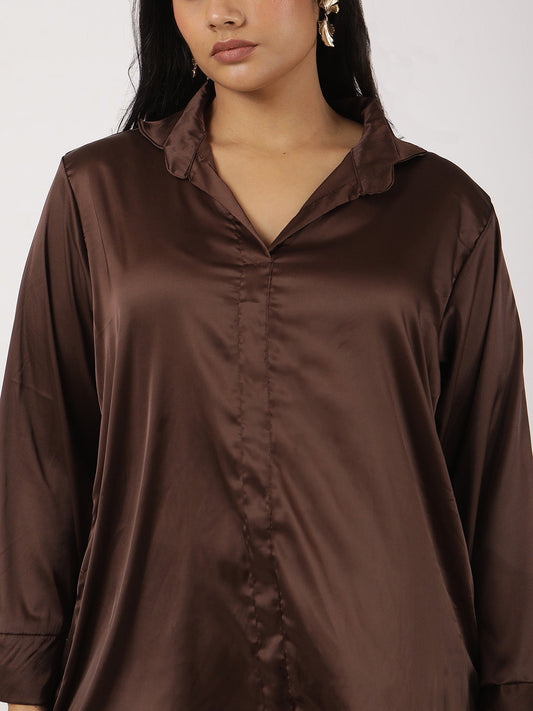 Coffee Satin Shirt