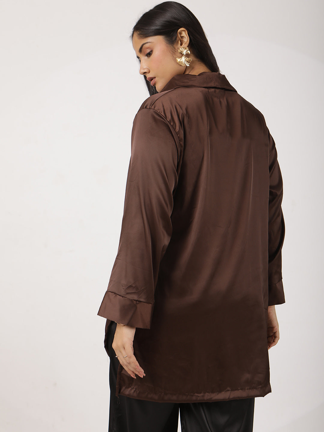 Coffee Satin Shirt