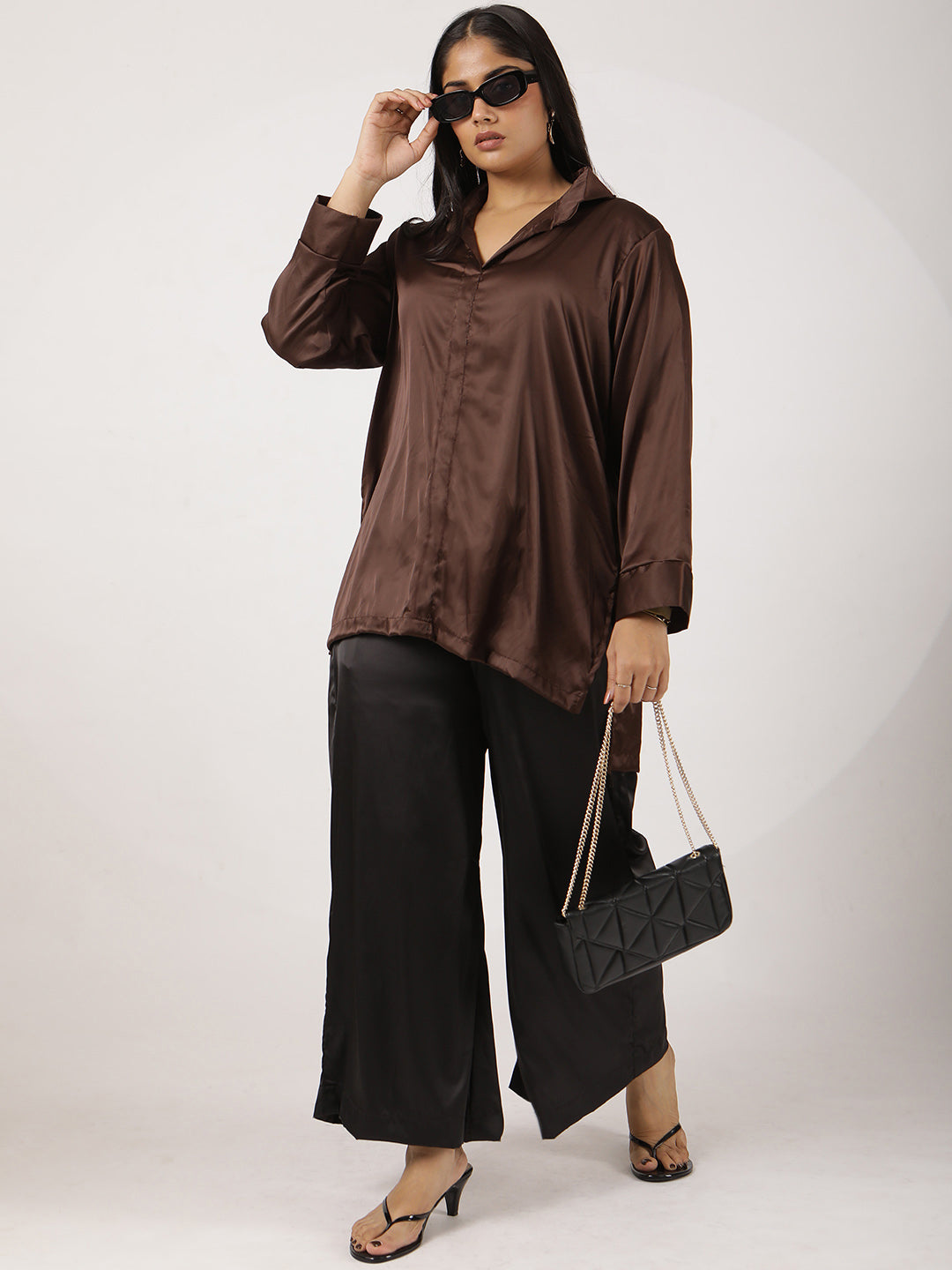 Coffee Satin Shirt