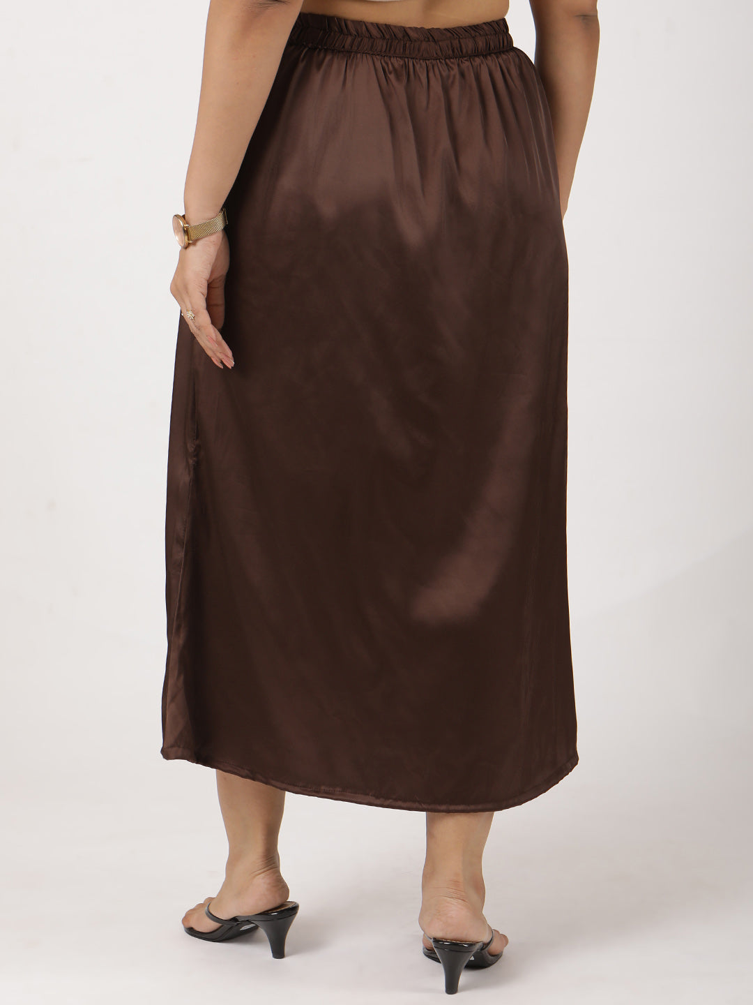 Coffee Satin Skirt