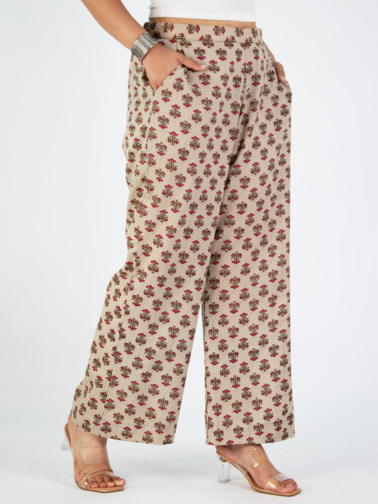 Printed Cotton Palazzo Pants - Iktara