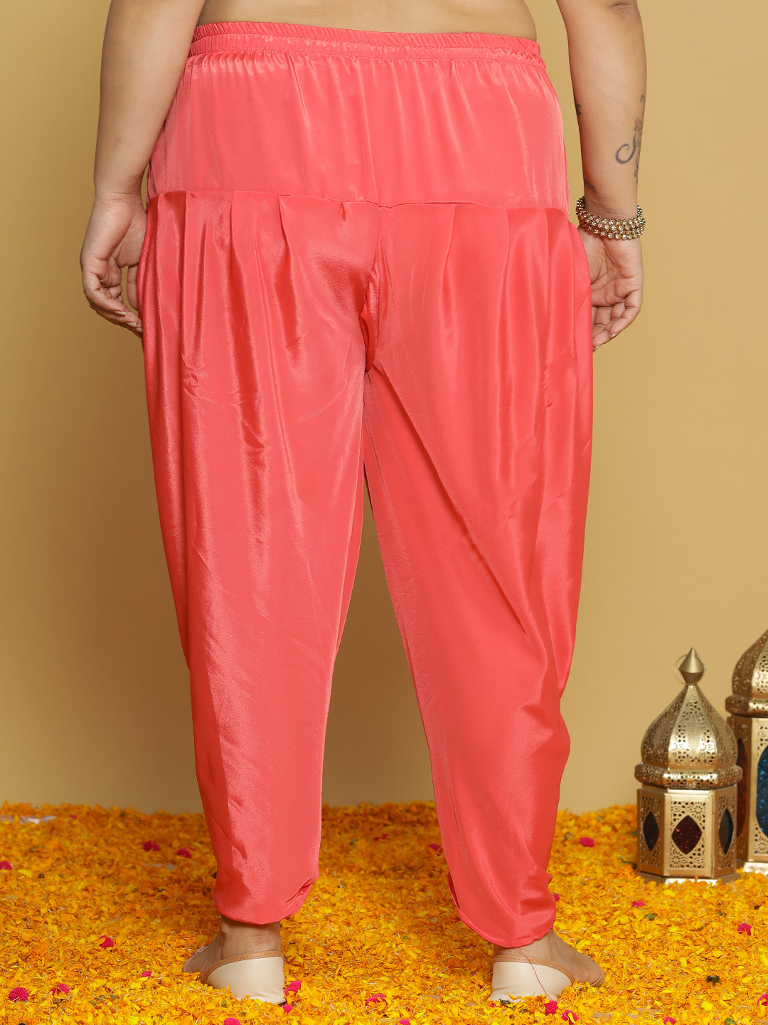 Coral Crepe Silk Tulip Salwar