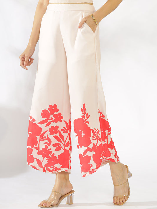 Coral Printed Curved Palazzos - Coralie