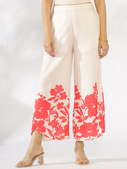 Coral Printed Curved Palazzos - Coralie