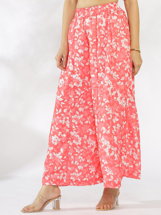 Coral Printed Flared Palazzo - CoralHeather