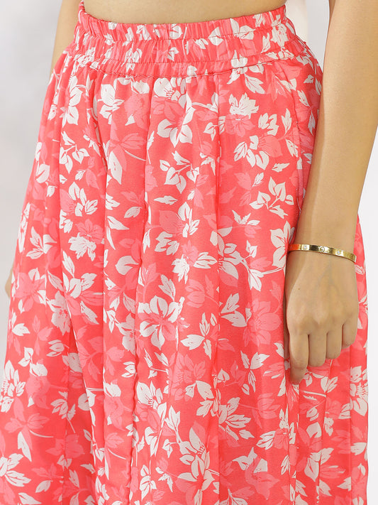 Coral Printed Flared Palazzo - CoralHeather