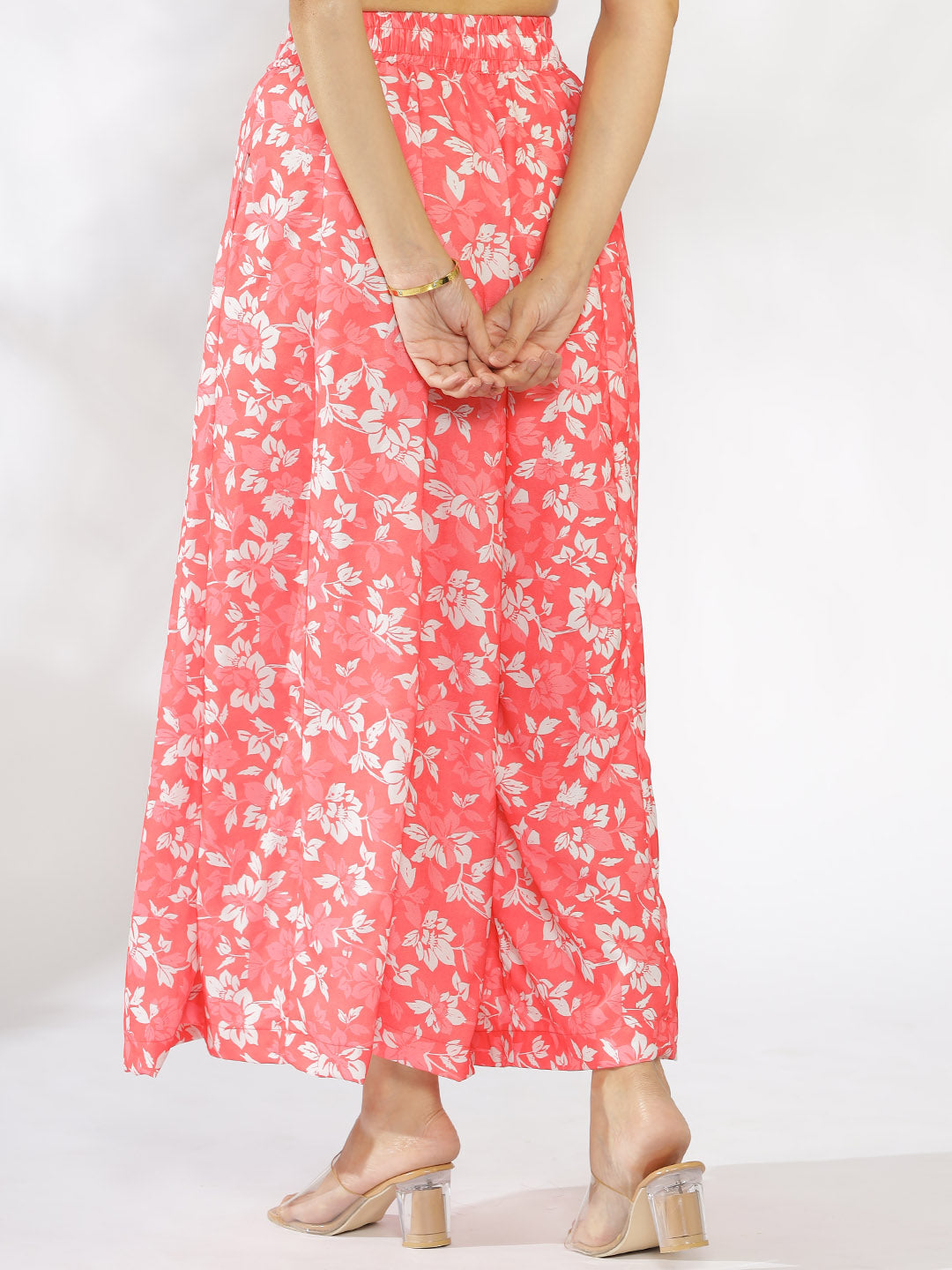 Coral Printed Flared Palazzo - CoralHeather