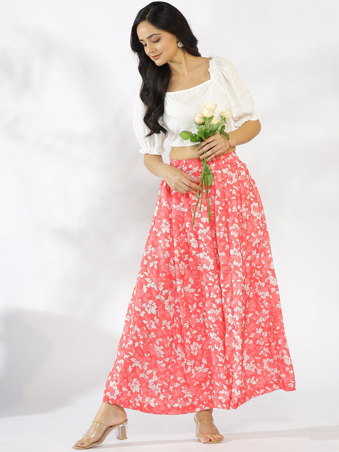 Coral Printed Flared Palazzo - CoralHeather
