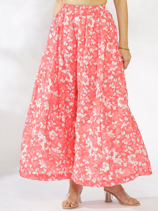 Coral Printed Flared Palazzo - CoralHeather