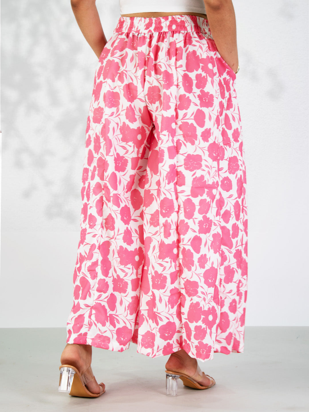 Coral Printed Flared Palazzo - Peachlet