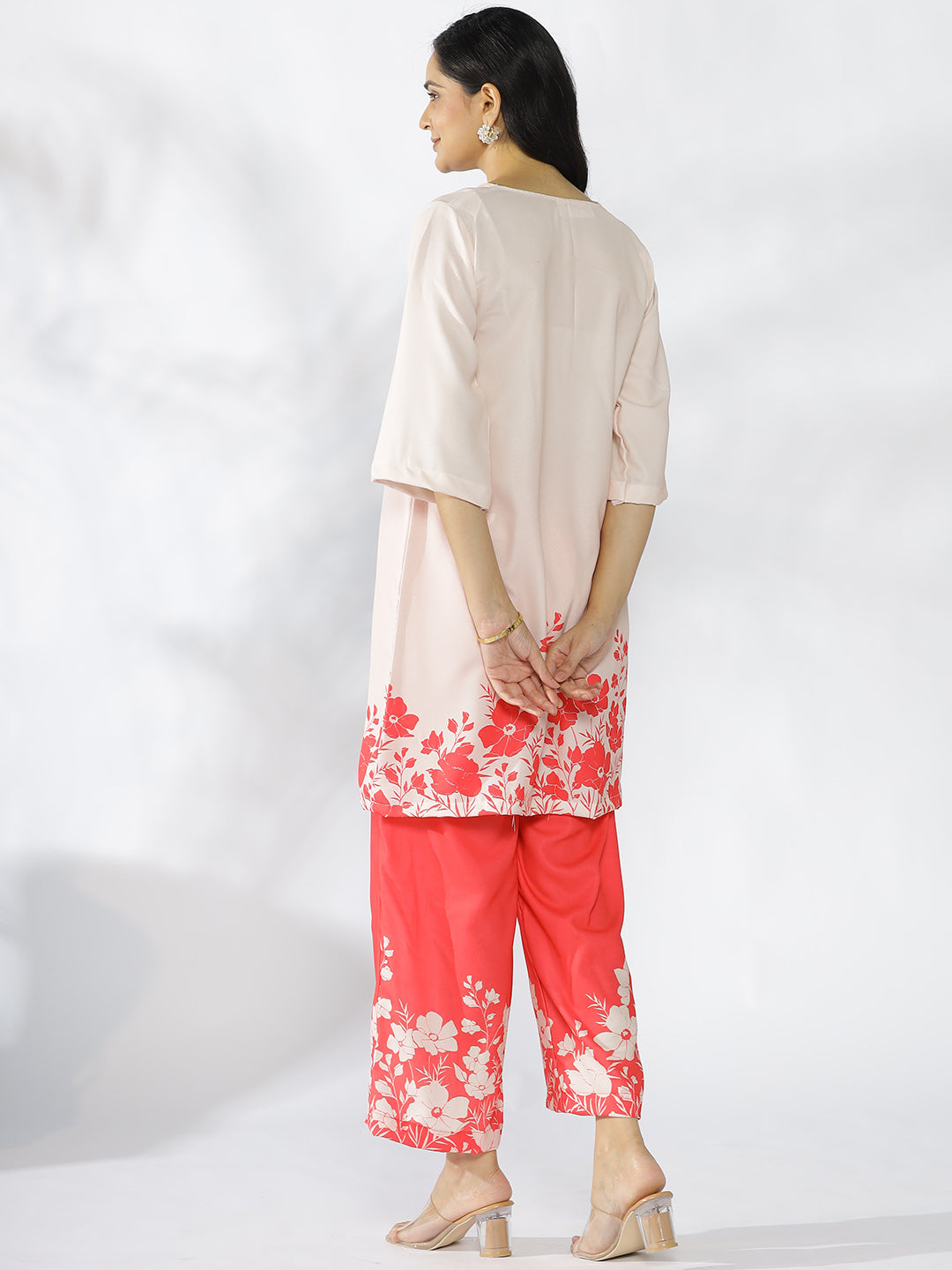 Coral Printed Kurti & Palazzo Pants - Rubina