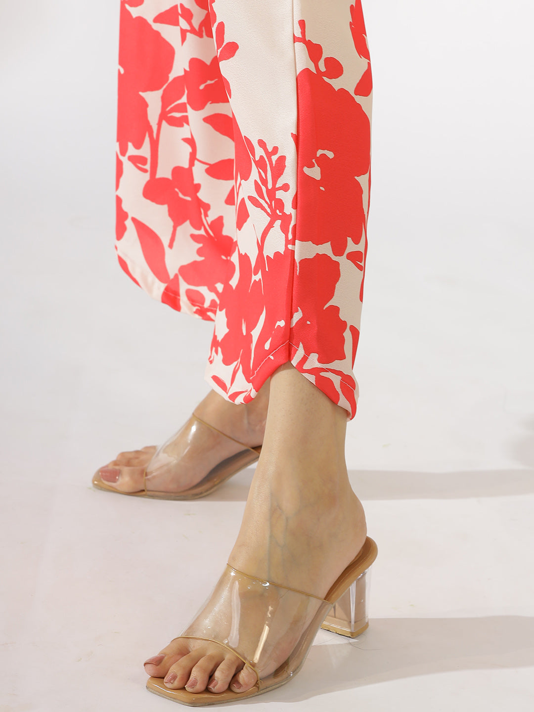 Coral Printed V-Neck Sleeveless Kurti & Curved Palazzos - Coralie