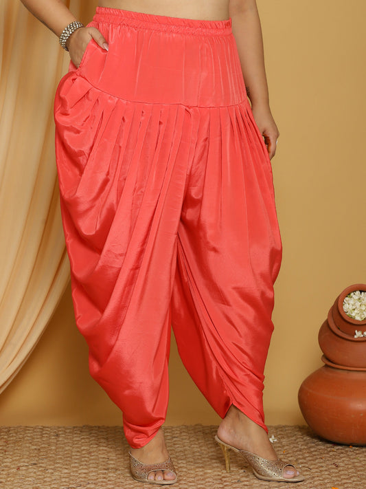 Coral Crepe Silk Dhoti
