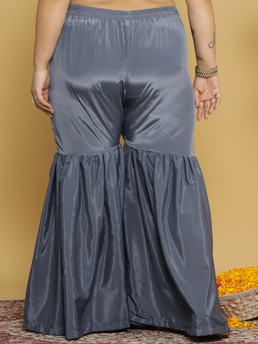 DarkGrey Crepe Silk Sharara