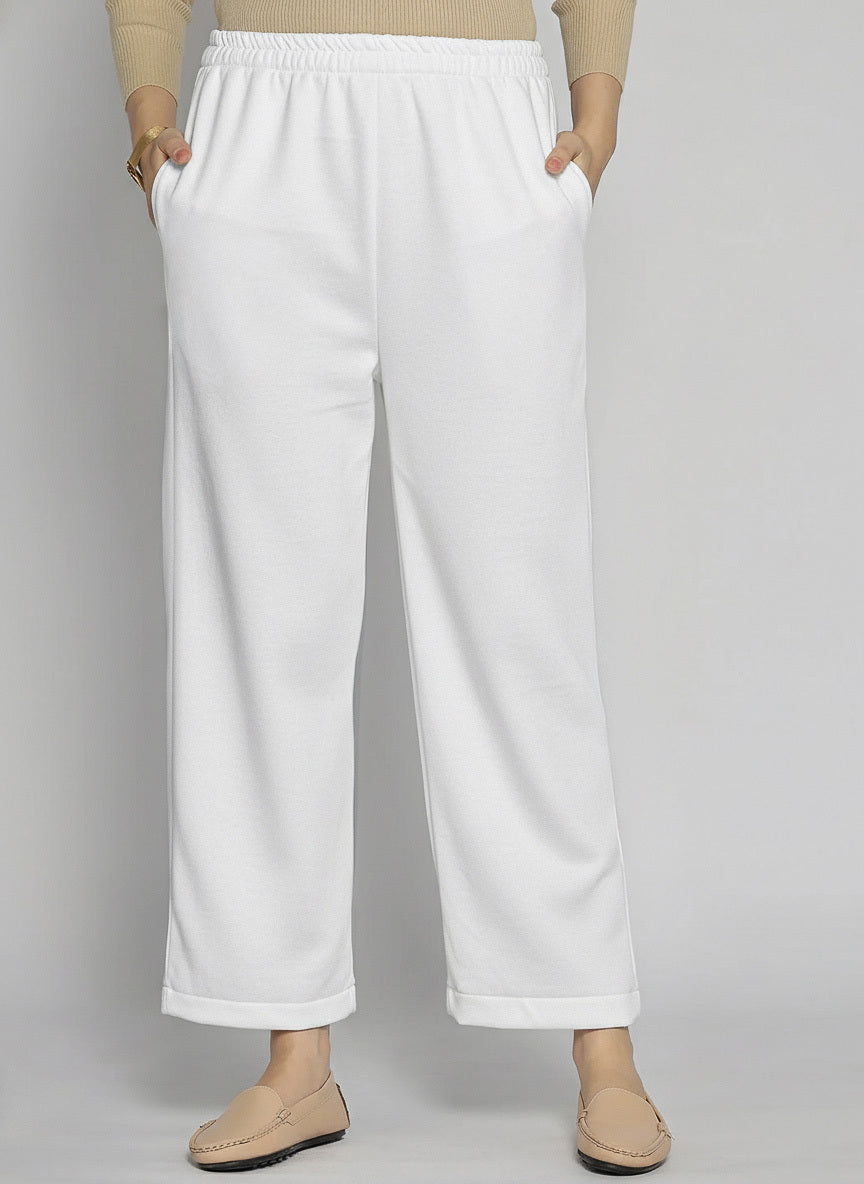 White Fleece Palazzo