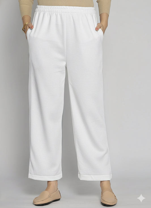 White Fleece Palazzo