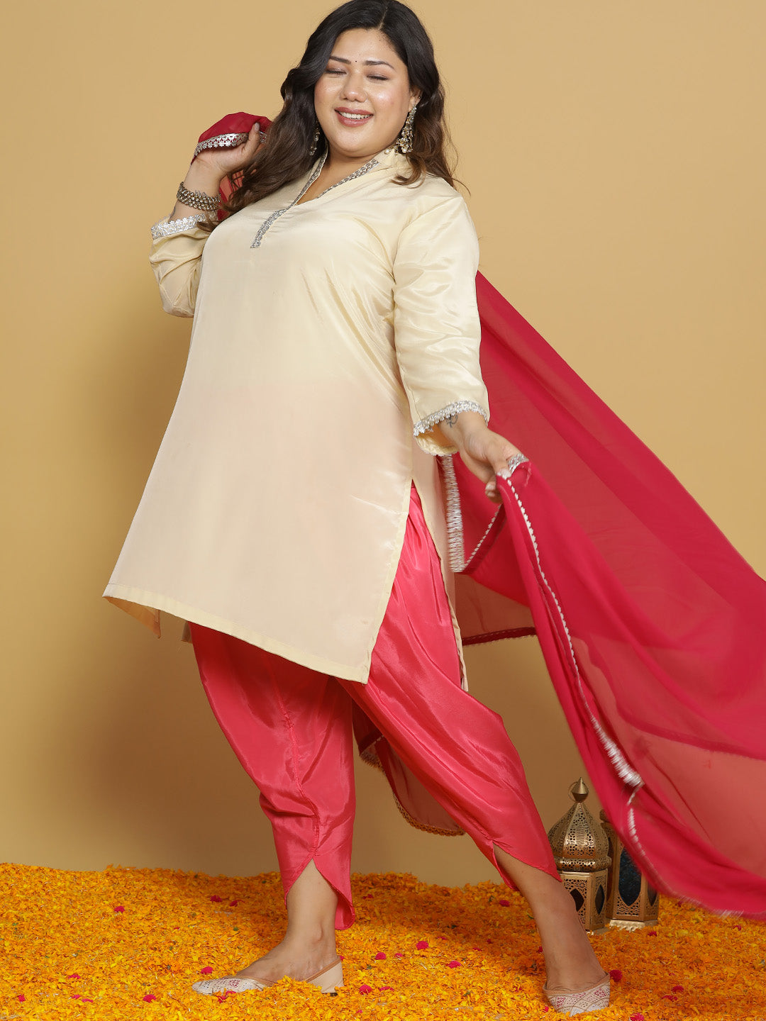 Fuschia Crepe Silk Tulip Salwar