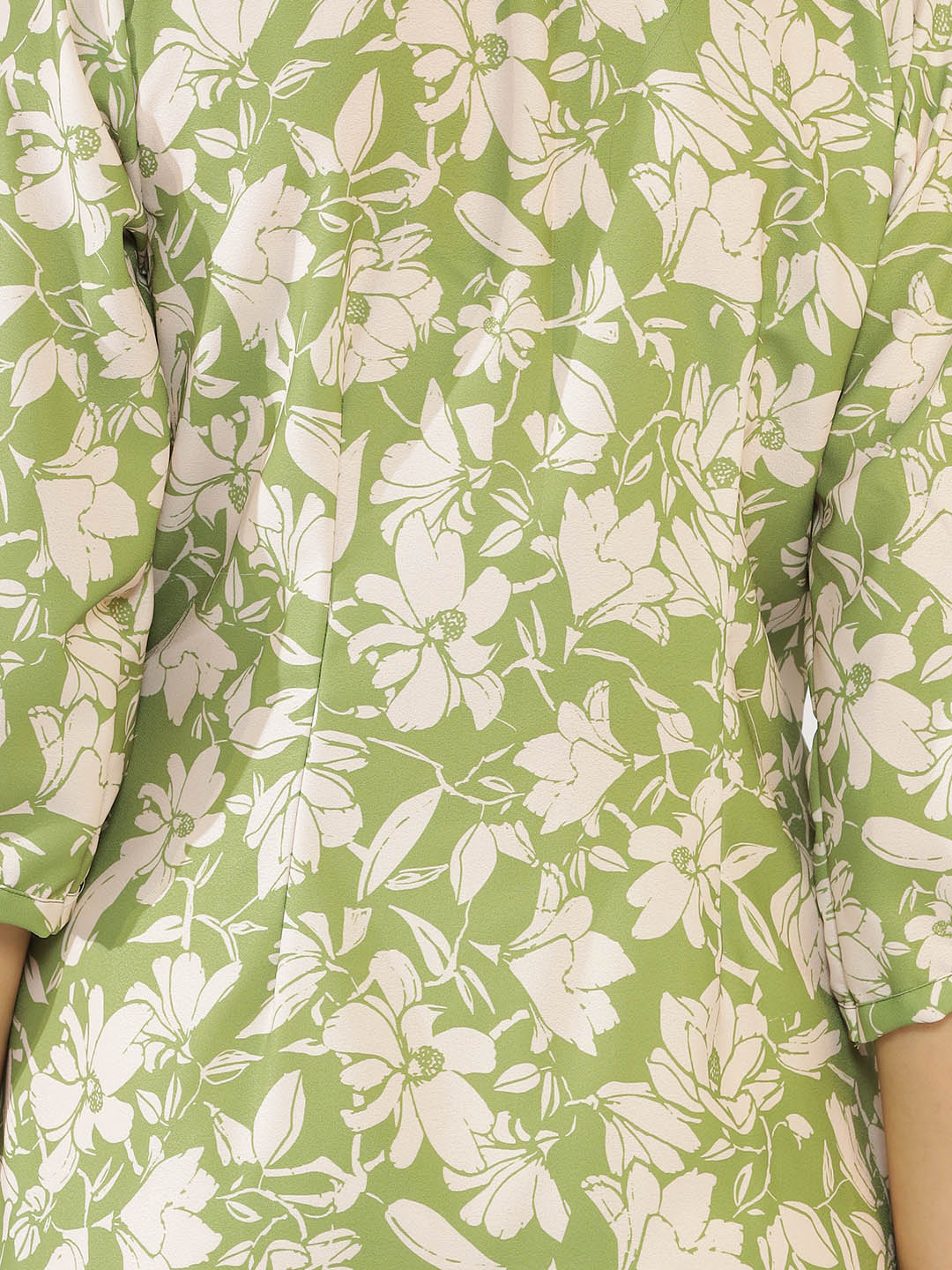 Green Printed A-Line Dress - GreenPoppy