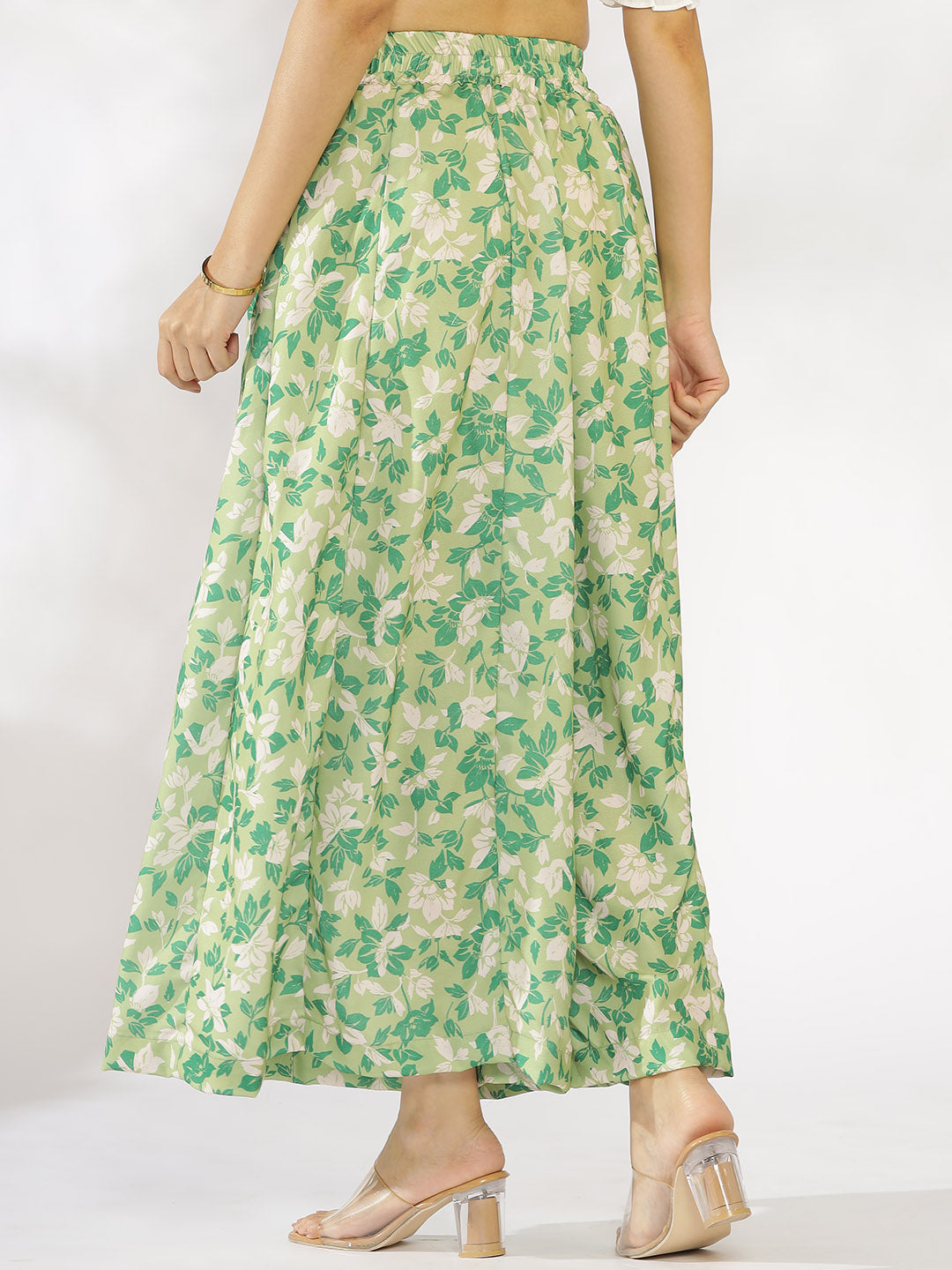 Green Printed Flared Palazzo - GreenHeather
