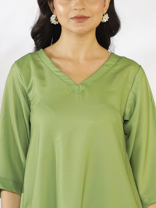 Green Printed Kurti & Palazzo Pants - PalmBloom