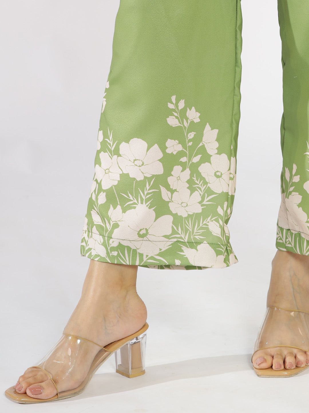 Green Printed Kurti & Palazzo Pants - PalmBloom