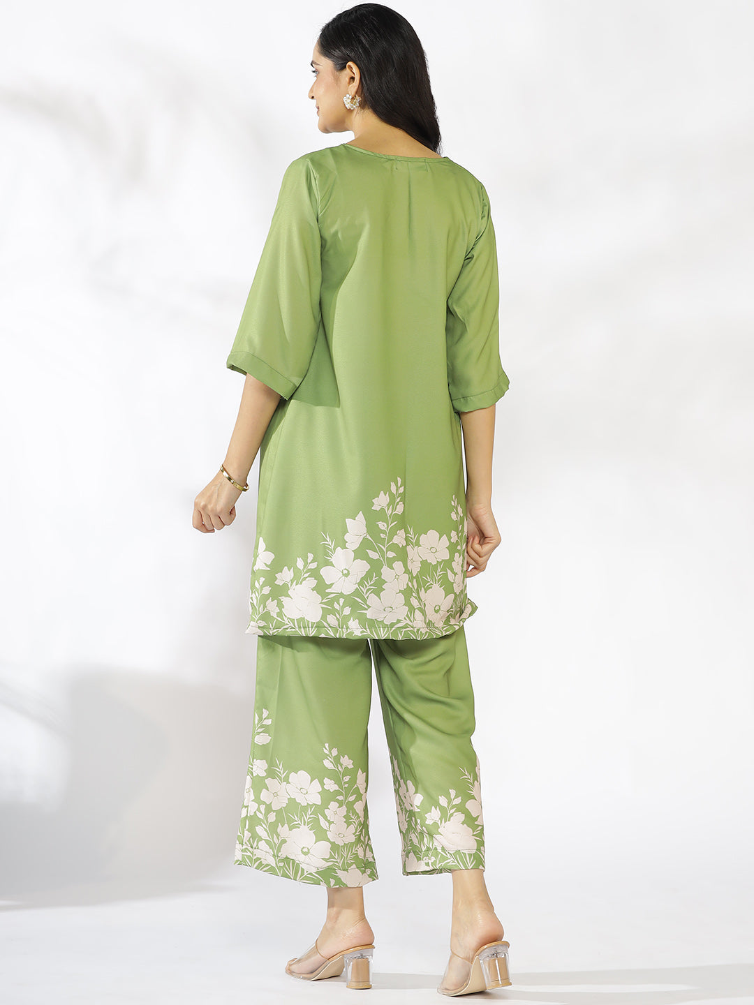 Green Printed Kurti & Palazzo Pants - PalmBloom