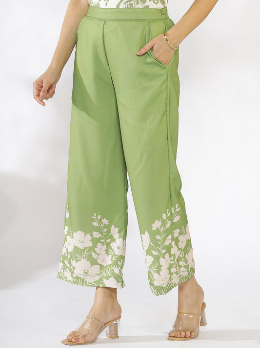 Green Printed Palazzo Pants - PalmBloom