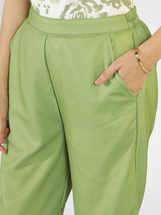 Green Printed Palazzo Pants - PalmBloom