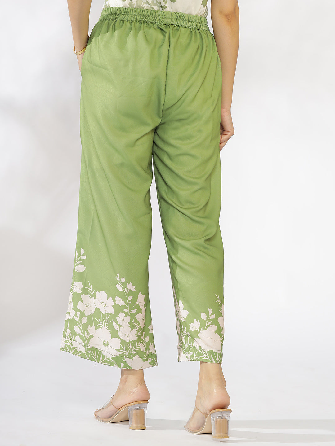 Green Printed Palazzo Pants - PalmBloom