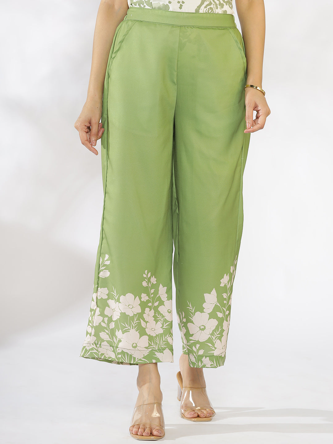 Green Printed Palazzo Pants - PalmBloom